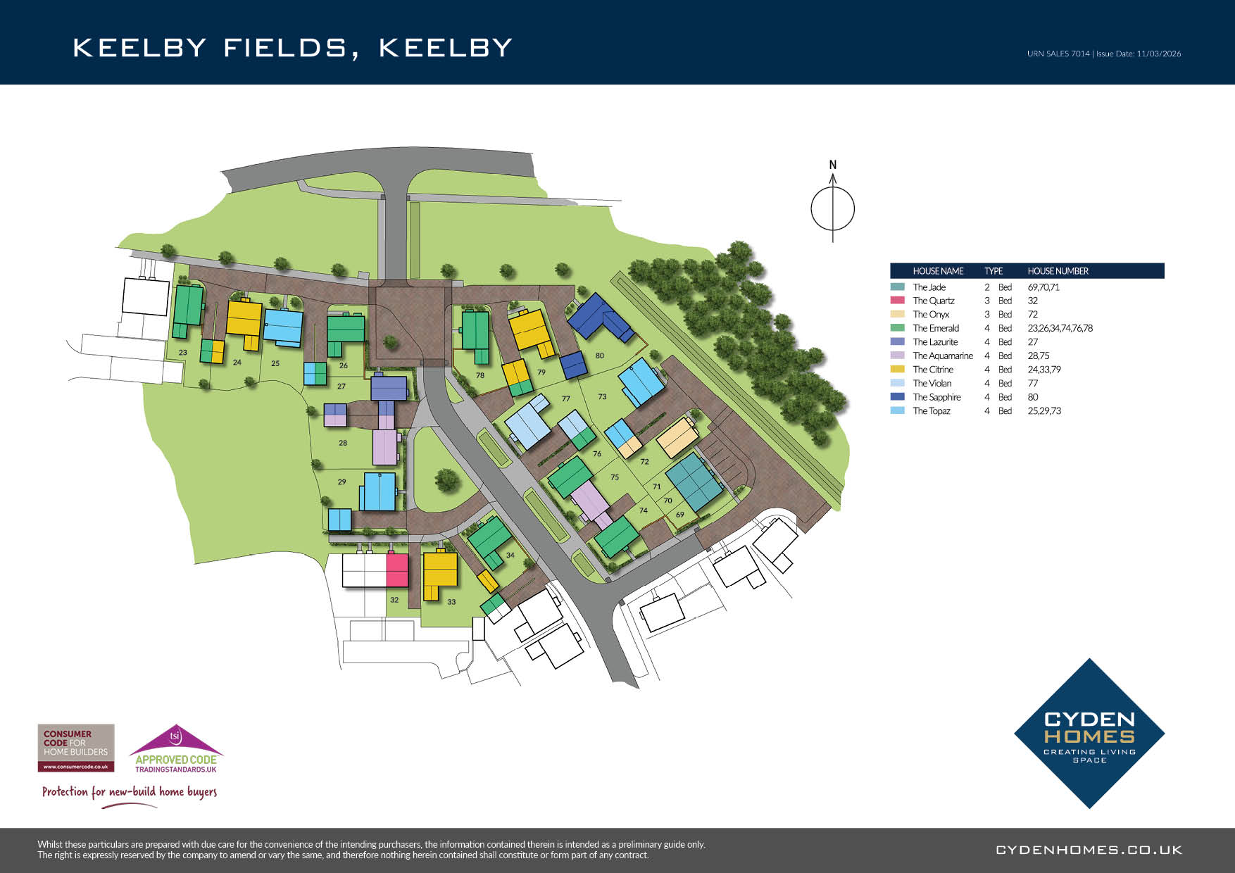 Keelby Fields, Keelby  Site Map - Cyden Homes